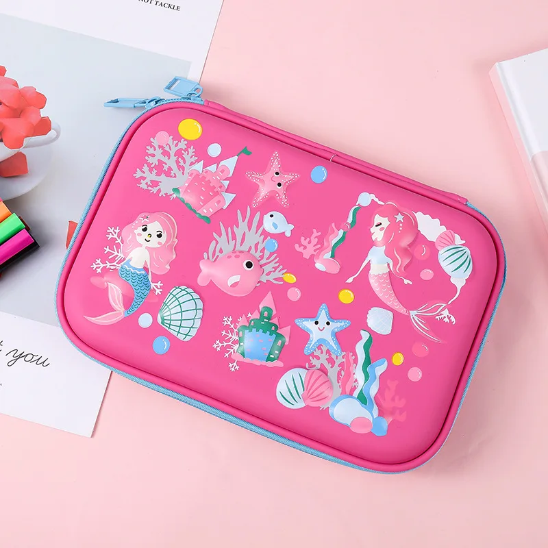 Free Sample 2023 Haslor kids Pencil Case School Pencil Cases Stationery Estuche 3D Space Pen Case Unicorn School Supplies