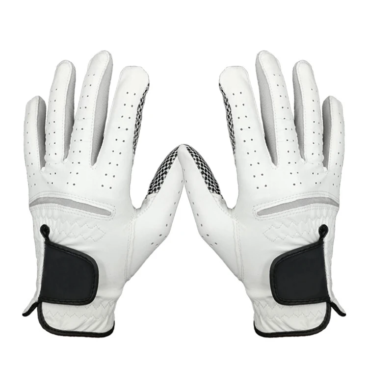 Customized Logo Cabretta Leather Golf Gloves Grain Non Slip Golfer Left and Right Glove