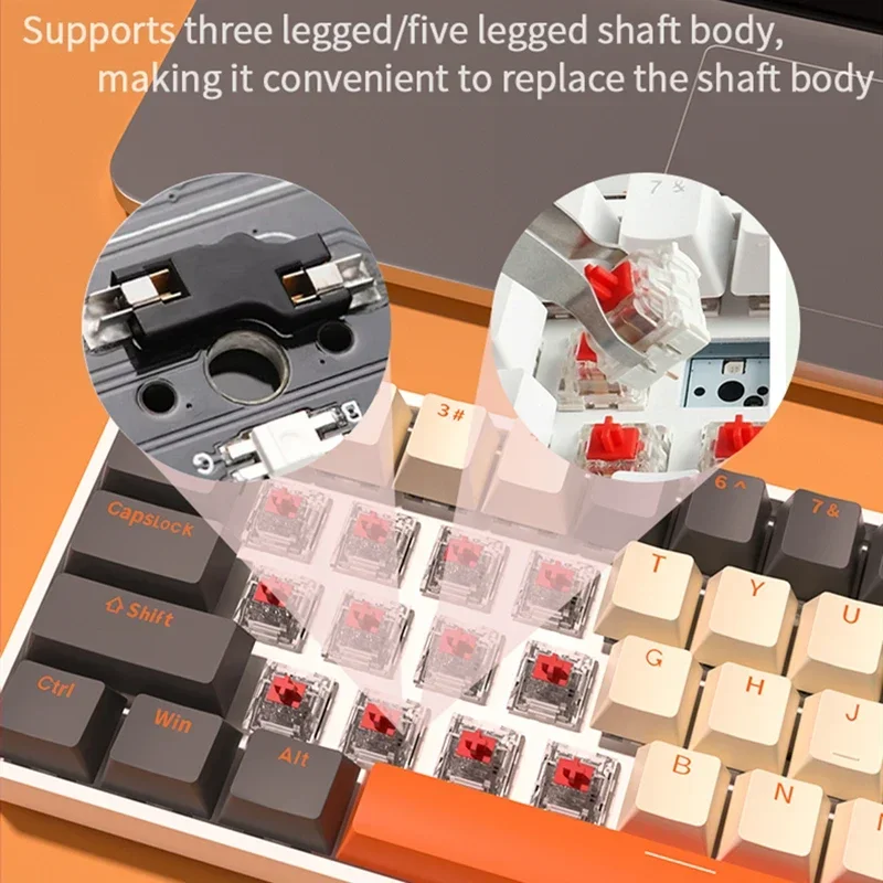 Mathew Tech HW61 Wireless Mechanical Keyboard 61keys Hot Swap 60% Layout RGB For Gaming Keyboard