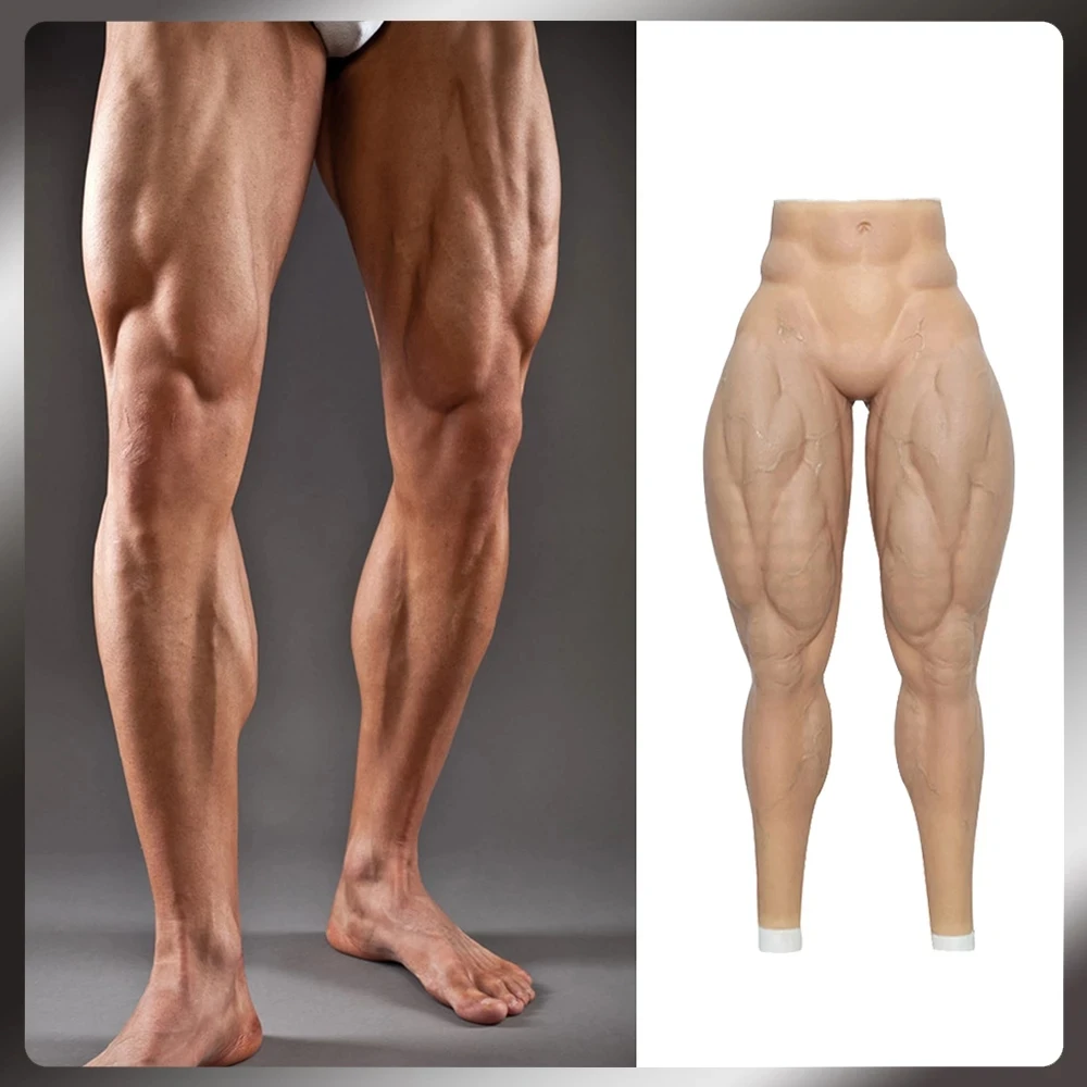 Silicone Fake Muscle Male Pant Realistic Artificial Simulation False Muscle Strong Leg Pants for Transvestite Cosplay