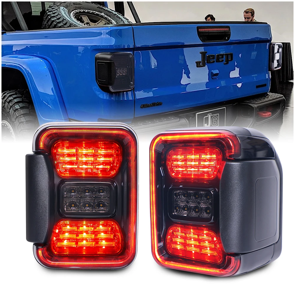 Auto Car Tail Light Accessories Universal Tail Lamp Replacement Us Red Version Led Tail Lights For Jeep Jt 2018+