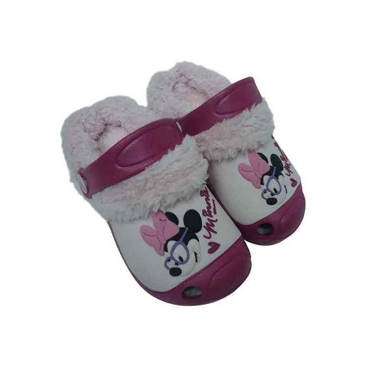
ECO friendly custom warm indoor fur winter garden kid clogs 