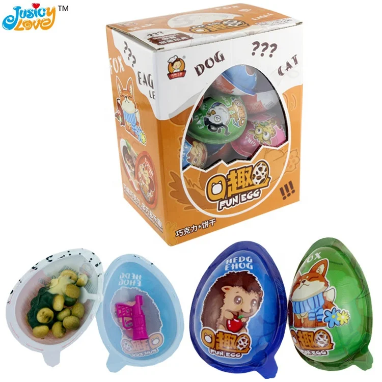 Hot Selling Wholesale Cartoon Surprise Chocolate Egg with Biscuit and Toy