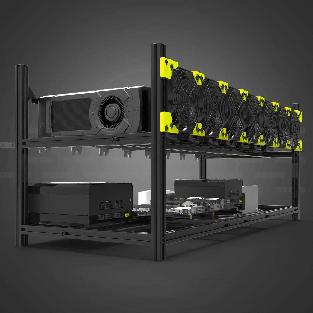 
VEDDHA алюминиевый Штабелируемый компьютер на открытом воздухе 8 GPU рамка для майнинга ETH 8gpu рамка для майнинга для биткоинов комплект разборки эфириума 