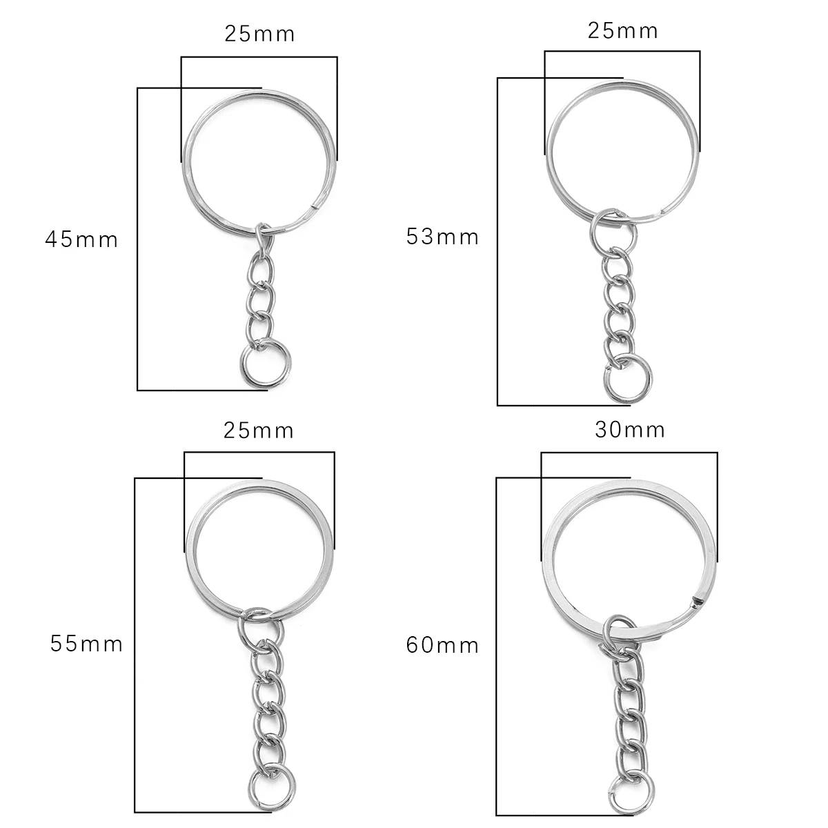 Hot Sales Jewelry Findings Sliver Car Key Chain Rings Double Loops Slip Metal Rings Connector Accessories For DIY Jewelry Making
