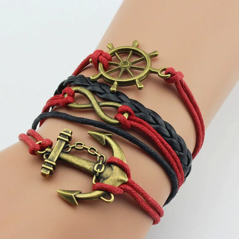 DIY Hand-Woven Boat Anchor Infinity Eight Multi-Layer Vintage Bracelet