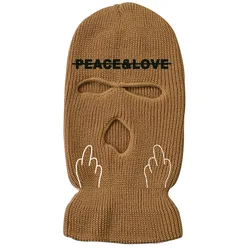 Women Men Beanies Custom Logo Embroidery Funny Jacquard Wool Knitted Full Face Ski Mask Cover Winter 3 Three Hole Balaclava Hats