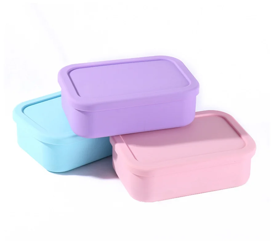 1200ml Collapsible Silicone Folding Lunch Box with Lid, 3 Compartments Bento Food Container