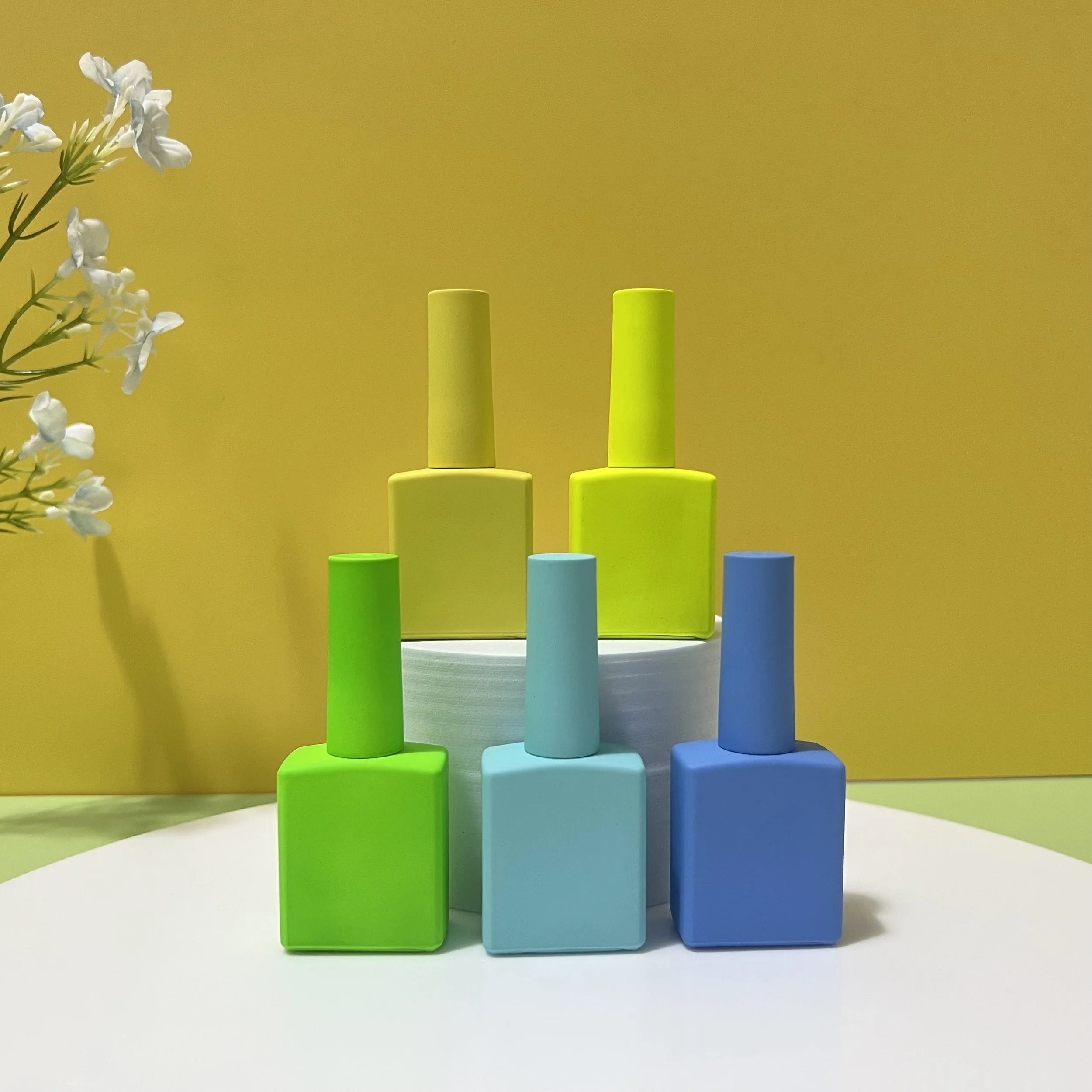 Hot Sale Empty Luxury Rubber Paint Soft Touch Square Glass Nail Polish Bottle Packaging UV Gel Nail Polish  Bottle