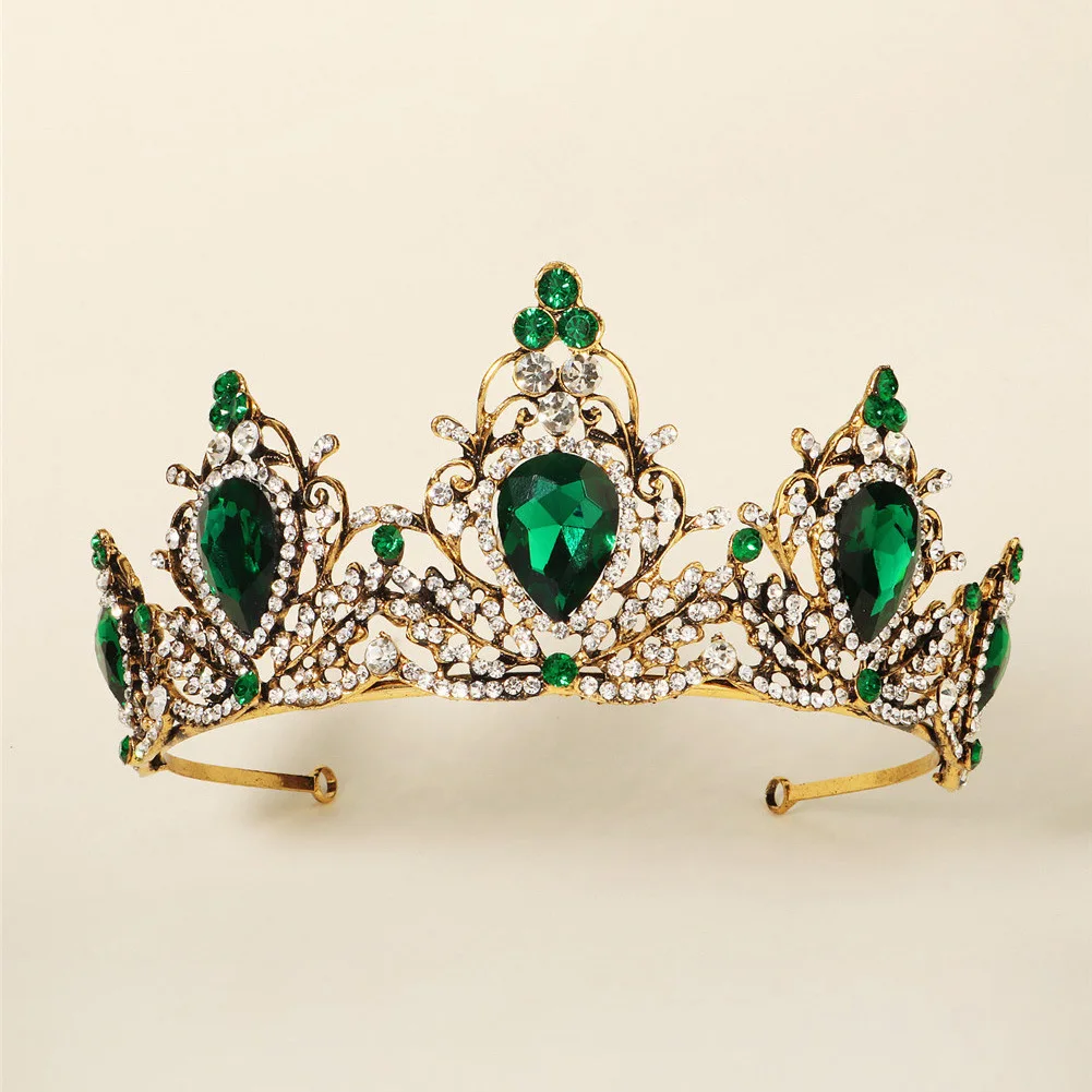 huanhuan accessories bridal wedding dress personality headwear Palace style retro crown amethyst alloy with diamonds