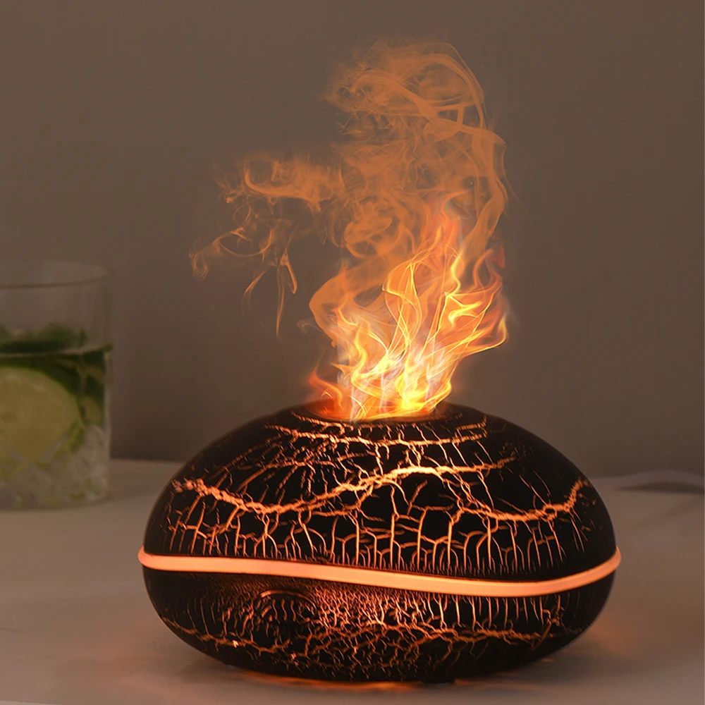 New Commercial Colorful Flame Fire Aroma Diffuser Humidifier 7 Colors Flame Aroma Diffuser Essential Oil Flame Air Humidifiers