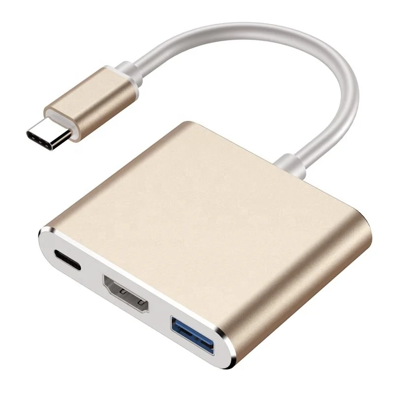 usb c hub oem 3 port 3 in 1 usb-c hub to Quick Charging Port USB 3.0 to 4K UHD Output
