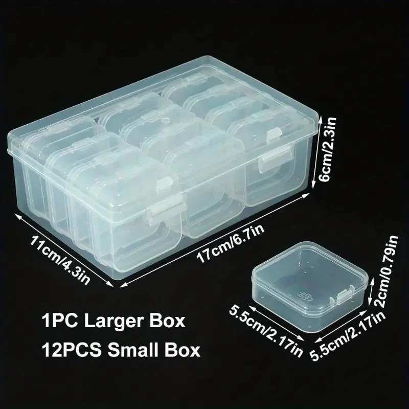2025 New 12 Grid Plastic Storage Box Colorful Diamond Painting Tool Organizer Beads Wax Grains Jewelry Cleaning Sundry Storage