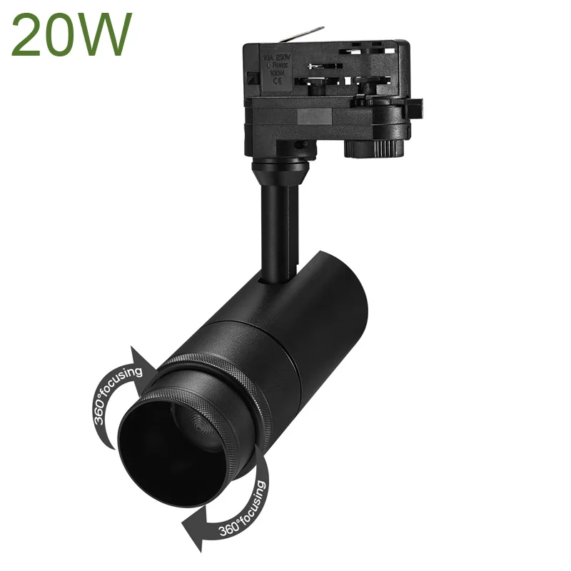 Zoomable COB LED Track Light 15W 20W 30W Commercial Beam Angle Changeable Adjustable Focusable COB LED Focus Track Lights