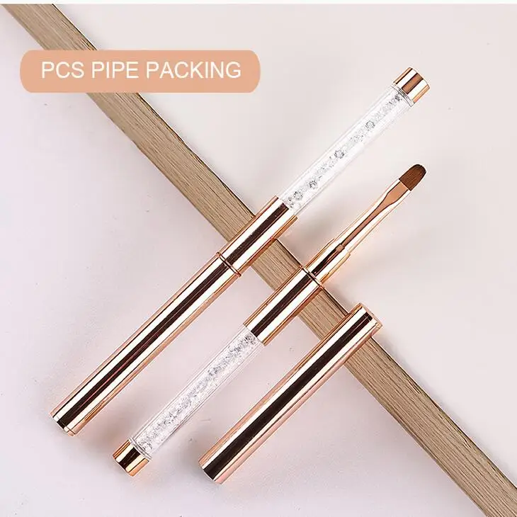 Private Label Oem Crystal 3D Acrylic Nail Brush With Different Sizes Custom Nail Art Brushes Set