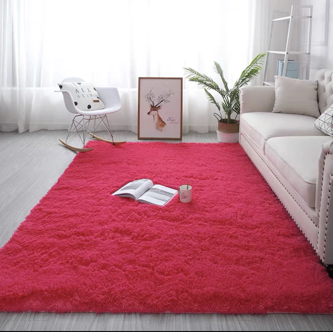 Classic Shaggy Plain Carpet Made in China Modern Fluffy Long Pile Carpets