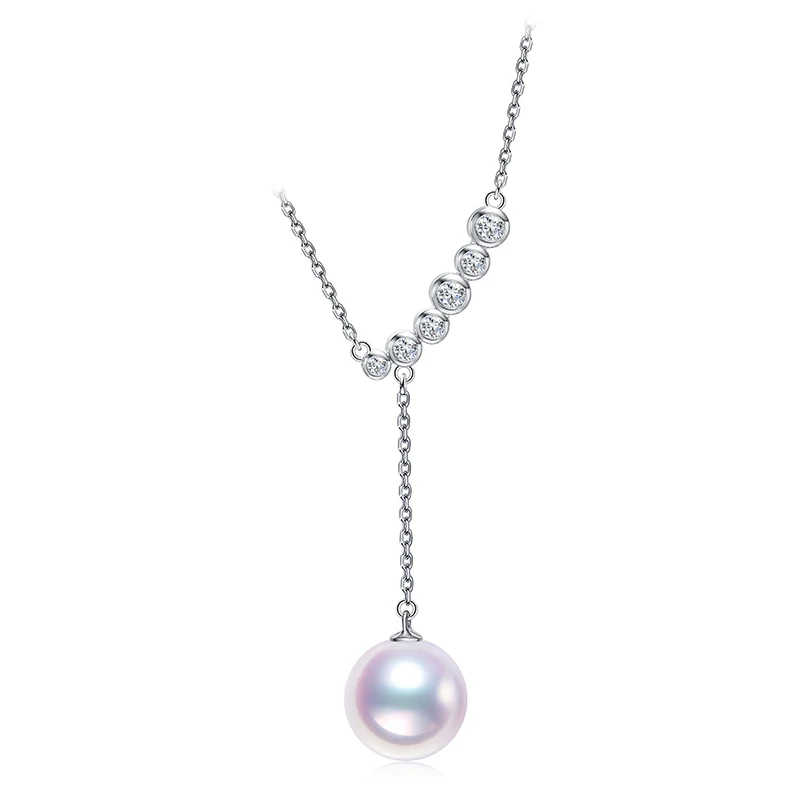 Fashionable 925 silver jewelry 16 inch pearl charm necklace for gift for women pearl accessories semi-mount setting