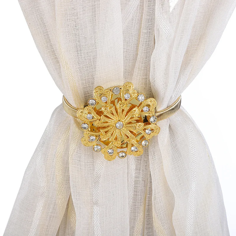 European magnet curtain buckle without installation of window decoration binding rope creative spring curtain binding