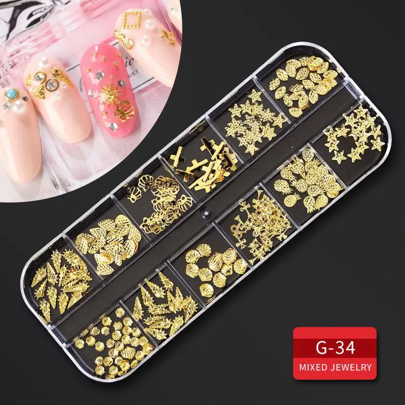 More than 39 Designs Mixed nail art decals diamond jewelry crystal nails art rhinestone designs 3d shinny nail decorations