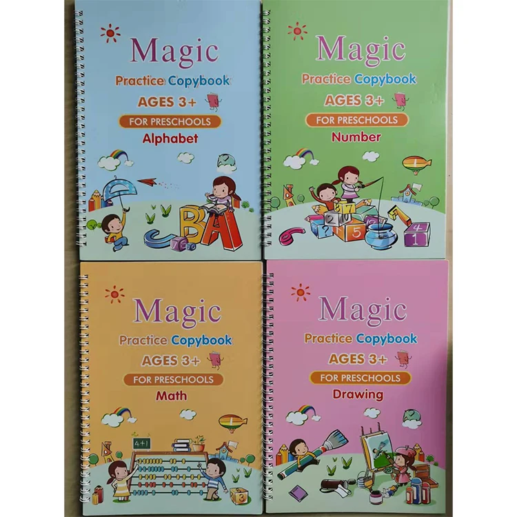 2022 Amazon Hot Sell 26*18cm Large Size Sank Magic Practice Copybook Reusable Magic Copybook Set Alphabet Book