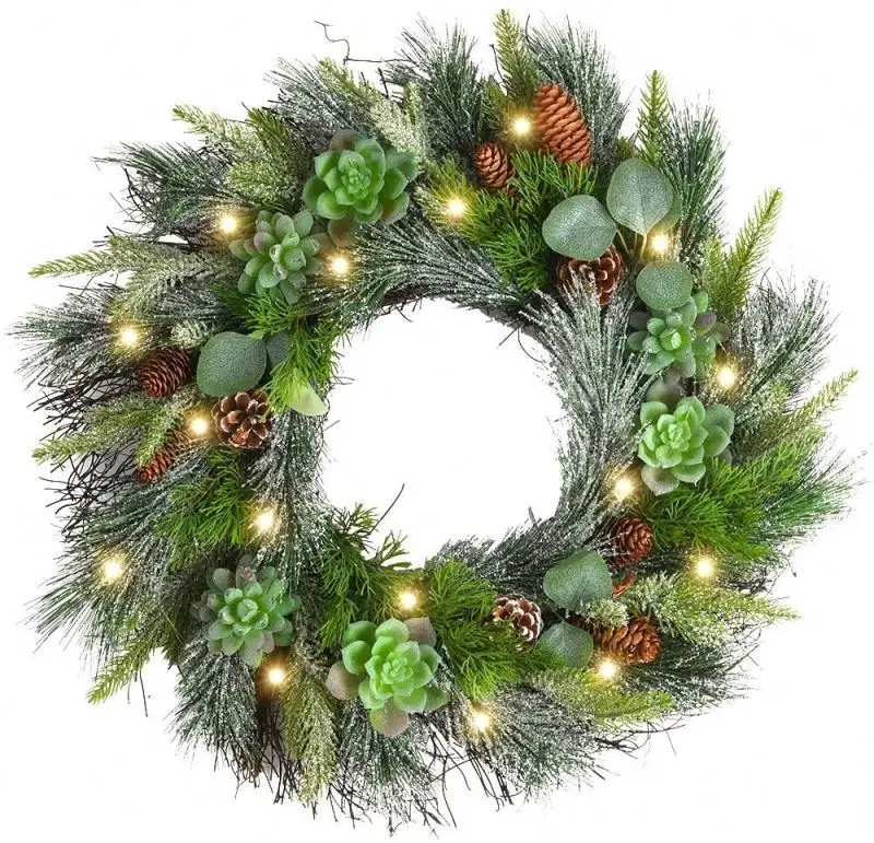 
Outdoor Autumn Luxury Christmas Deco Poly Deco Lettering Mesh Boxwood Wreaths 