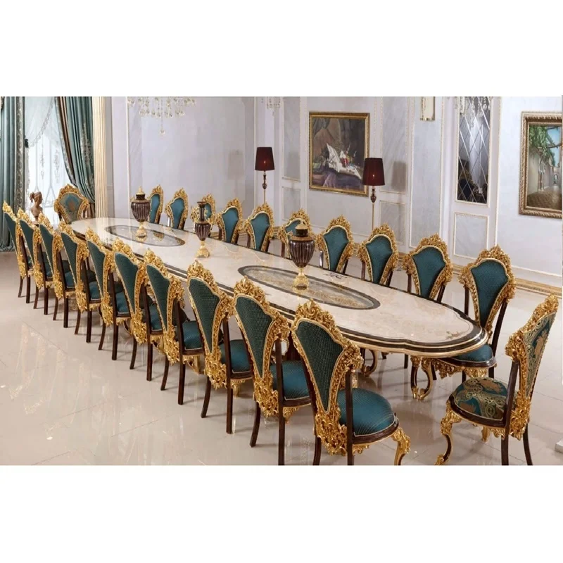 Classical luxury 10 seater dining table set,Hot selling Royal dining table set 10 seater wooden