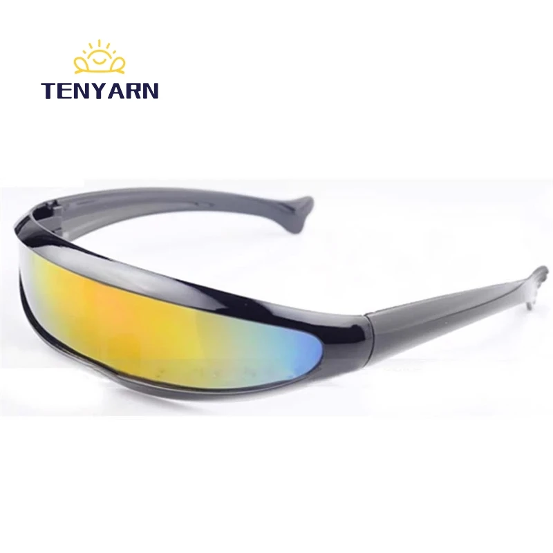 Futuristic Narrow Cyclops Visor Sunglasses Laser Eyeglasses UV400 Personality Mirrored Lens Costume Eyewear Glasses
