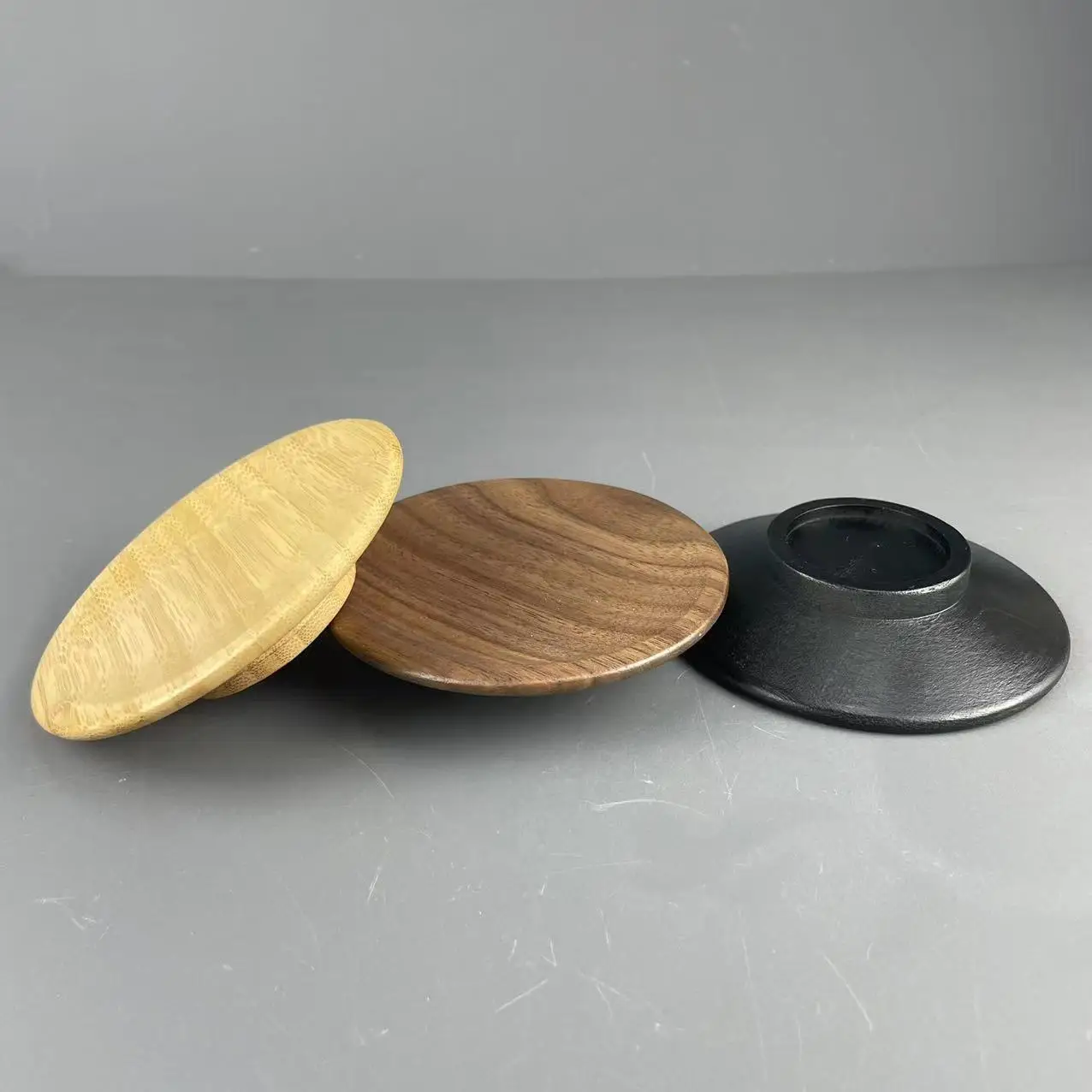 Reusable Natural Bamboo Black Wine Glass Charcuterie Board Topper Coasters Plate for Family Gatherings