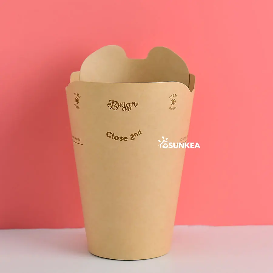 Disposable single and double wall paper cup without extra lid, coffee cup with self cover, butterfly cup
