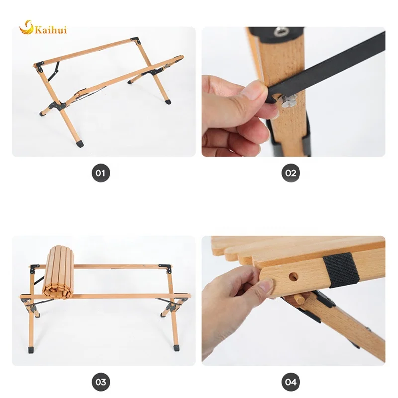 
2021 KAIHUI Folding Camping Wood Table for beach, picnic, camp or as a gift 