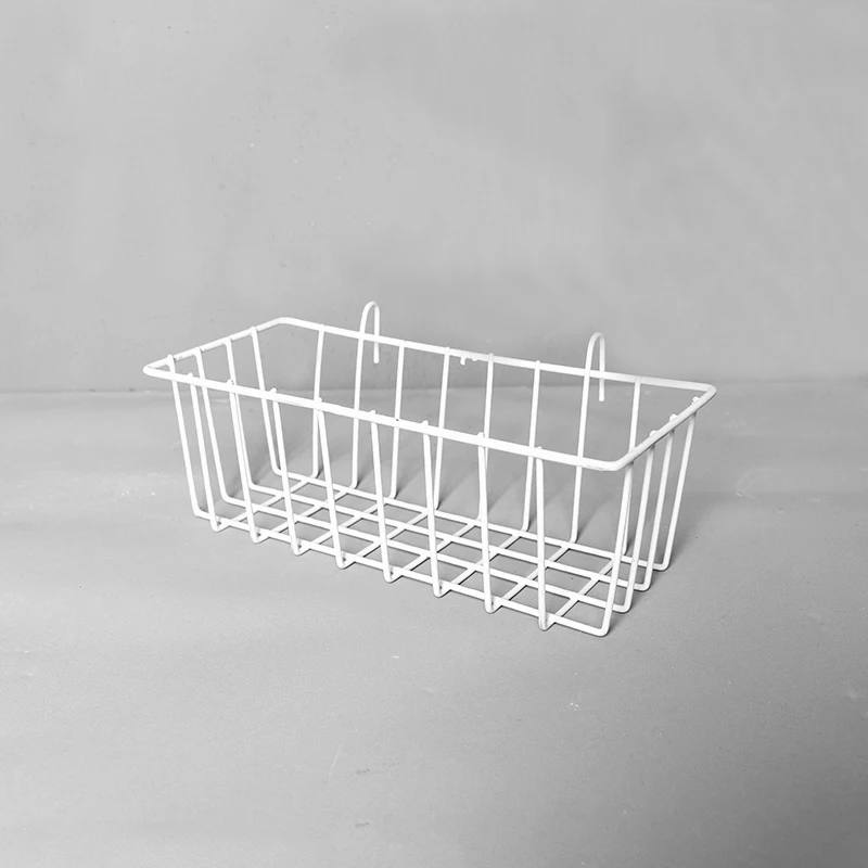 Simple modern rectangle Black White Metal Wire Wall grid rack Mounted Hanging Storage Basket