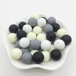 Mix color 100pcs Beads Nursing Ball Necklace Pink Series Soft Chewable Round Ball Pacifier Clip Baby Silicone Teether