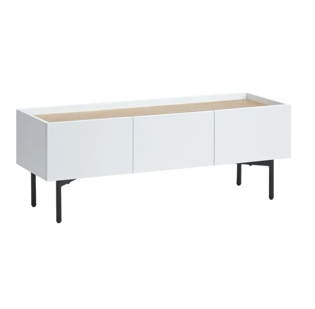 Factory made long size sideboard with painting oak veneer top and metal leg sideboard