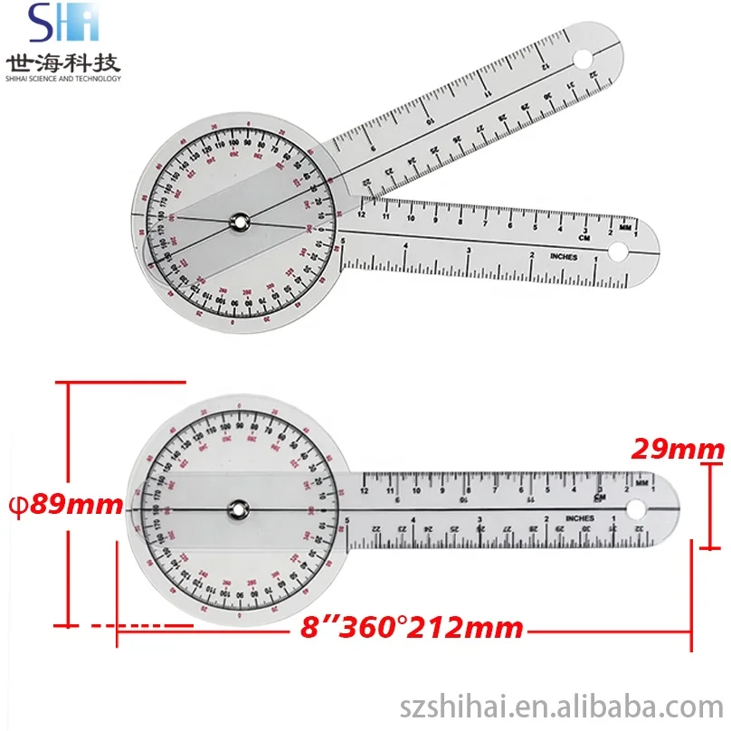 Wholesale Customized 6inch, 8inch, 12inch 3 Piece Set Angle Medical Ruler Spinal Goniometer Angle Ruler