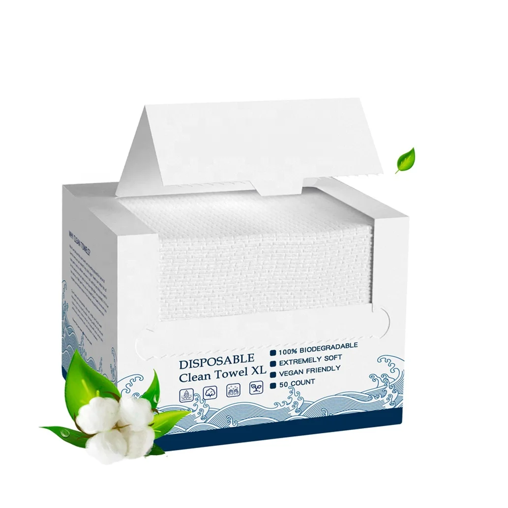 Disposable Biobased Face Towelette Facial Washcloth Makeup Remover Dry Wipes Ultra Soft, 50 Ct per Pack Face Towels