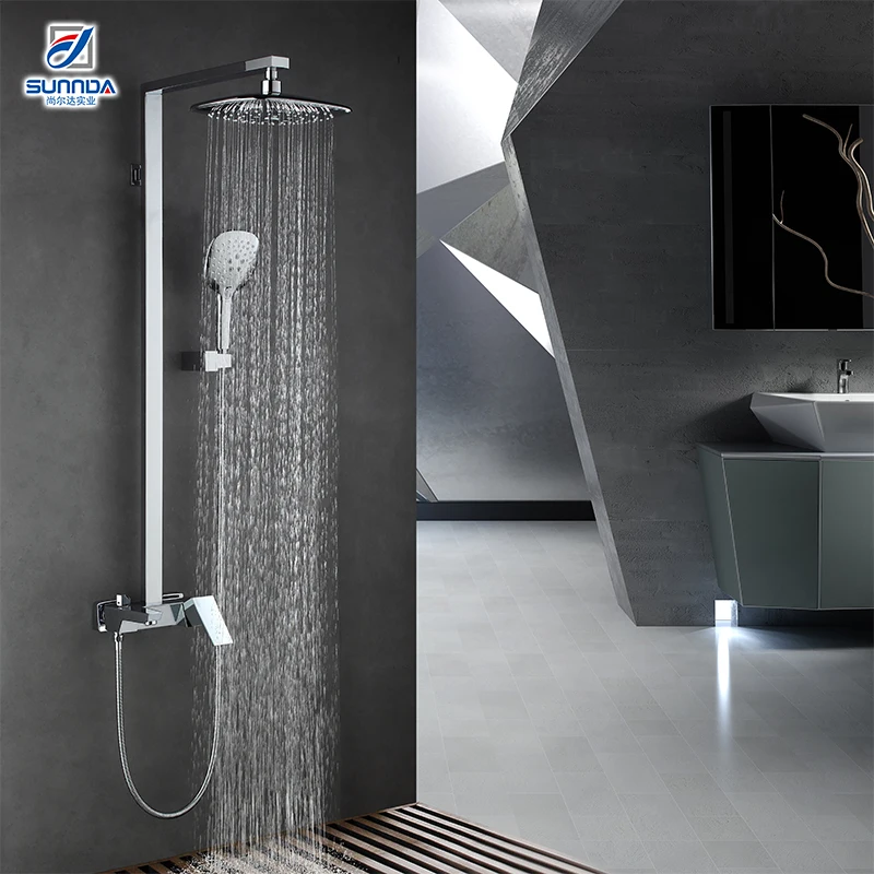 Sunnda New Style Luxurious Wall Mount Black Bathroom Shower Faucet