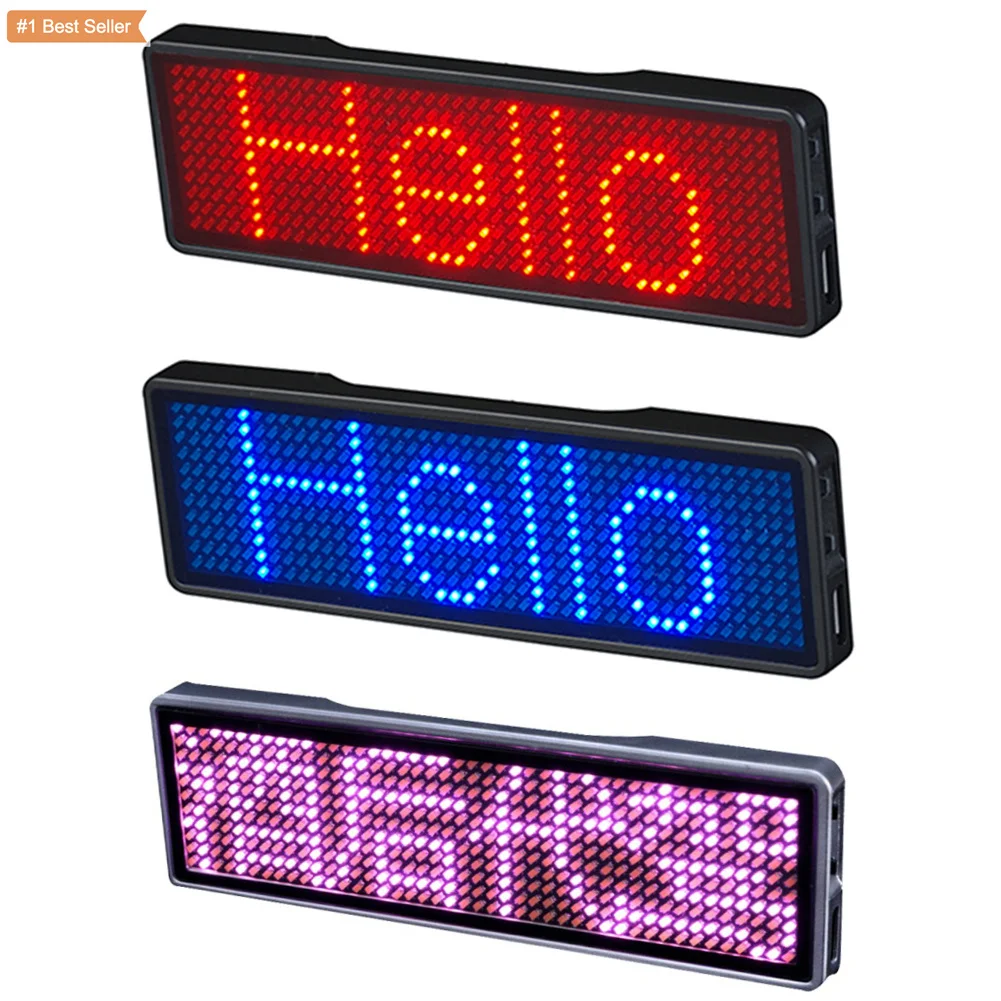 Rechargeable  Insignia DIY Programmable Scrolling Message Board Mini LED Display LED Name Tag  Digital LED Badge