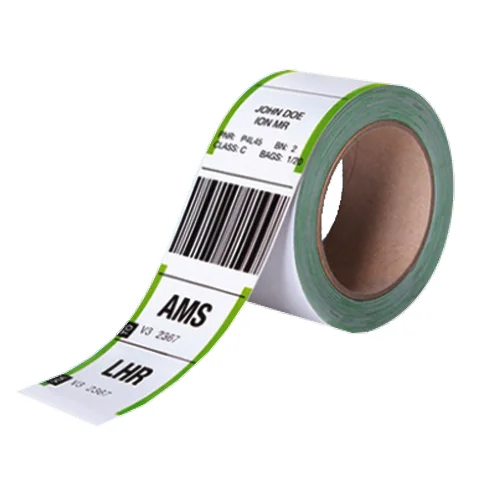 Sale made of thermal paper aviation baggage tag self adhesive luggage tags