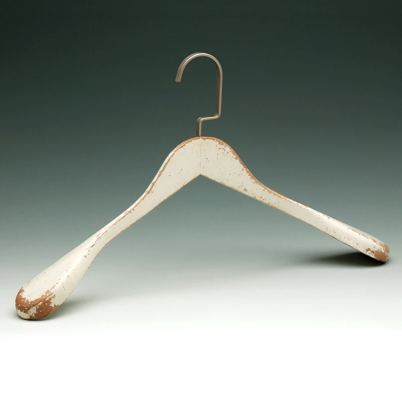 Painted Destroyed Antique White Wooden Nickel Flat Hook Hanger