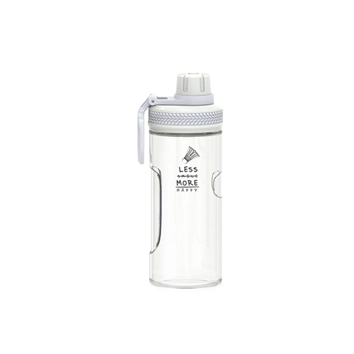 Outdoor travel 500ml white transparent plastic bottle carabiner