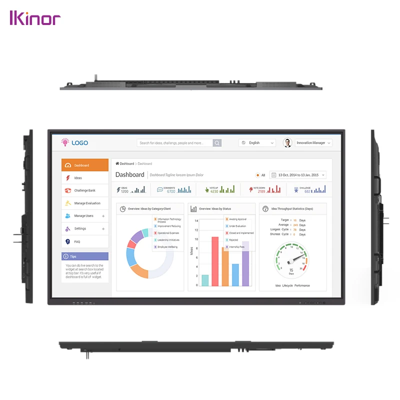 Affordable price 75 inch dual system Android 13 smart boards IR touch interactive whiteboard  for conference