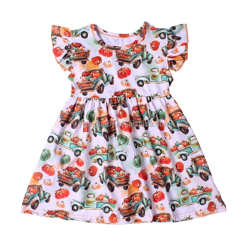 Toddler dress  milk silk dress girls cartoon summer short sleeves smocked dress