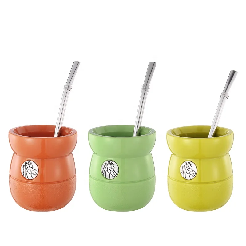 
Customized Logo,Argentina Yerba Gourd Mate,plastic Drink Tea Cup With Bombilla Straw 