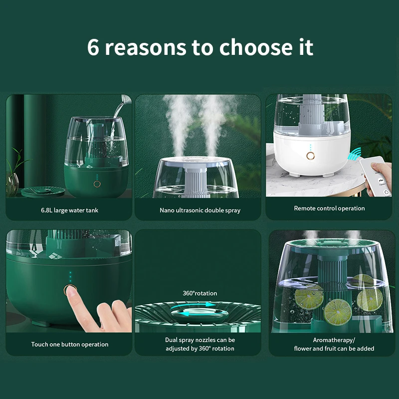 Newest OEM/ODM Wholesale Super Quiet Intelligent AI Voice Control Dual Mist Air Humidifier for Household Office