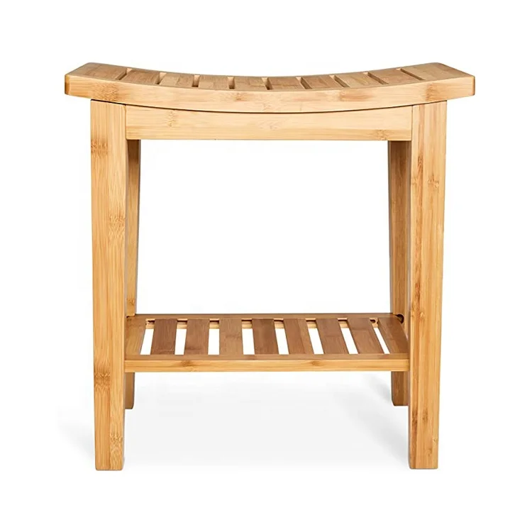  Durable Bamboo Shower Bench Seat Wood Chair Bathroom Tub
