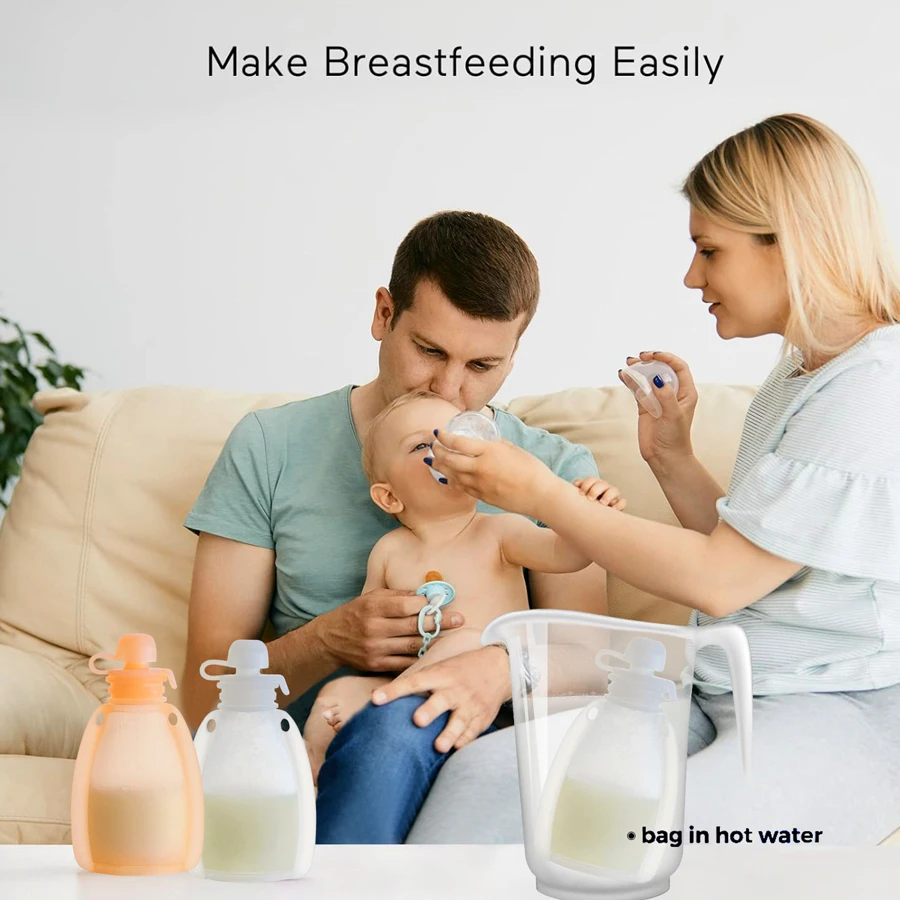 Hotsale Reusable Silicone Pouch Squeeze Refillable Make Breastfeeding Easily New Design Bpa Free Breastmilk Storage Bag