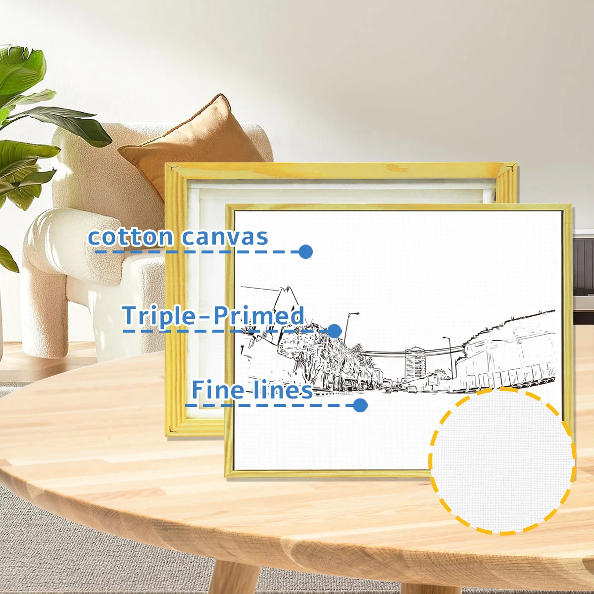 Canvas Floater Frame for 20x30cm Oil Paintings, DIY Wooden Floating Frame with 1.6cm Deep for Stretched Canvas Bedroom Decor