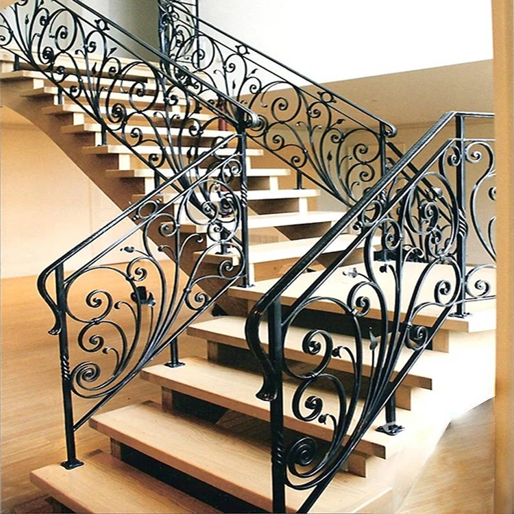 
Interior Stair, Customized Villa Decoration s Elegant Fancy Wrought Iron Railing 