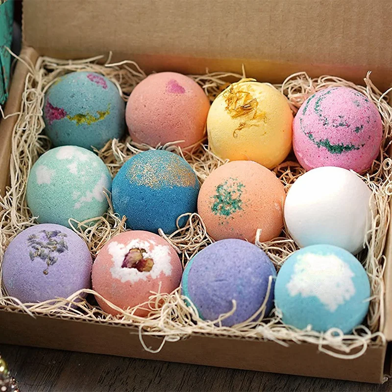 Bath Bomb Custom Packaging OEM Organic Essential Oil Moisturizing 16PCS Bath Bombs With Toy Inside Gift Box Set For Wholesale