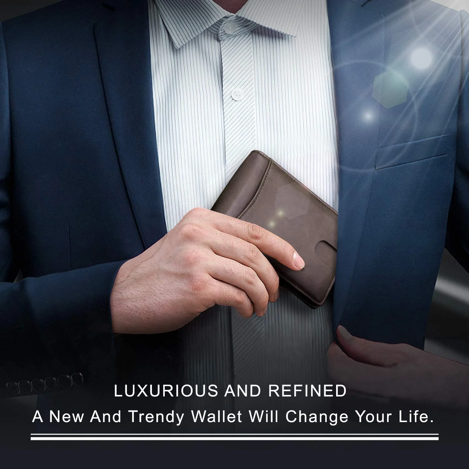 Custom Stylish PU Leather Sublimation Minimalist RFID Blocking Credit Card Wallet Money Clip Wallet for Men